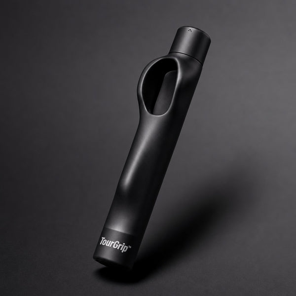 TourGrip trainer, matte black, dark three-quarter view